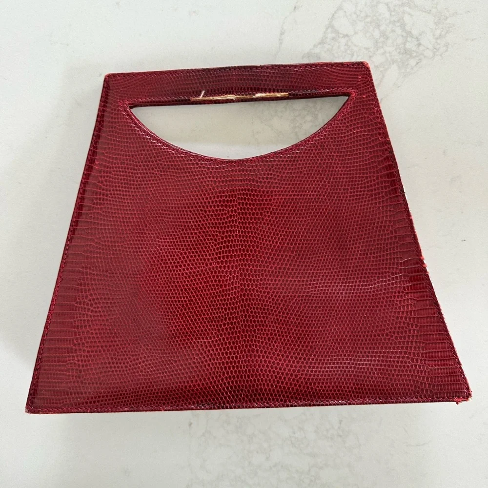 Siso made In Italy Handbag Purse Red snakeskin Leather VINTAGE great condition
